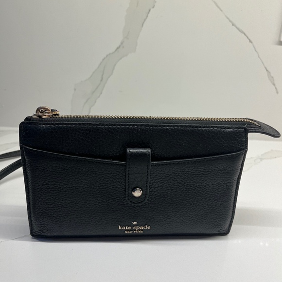 kate spade Handbags - Stunning Kate Spade Jackson Small Tab Crossbody in Black Pebble Leather